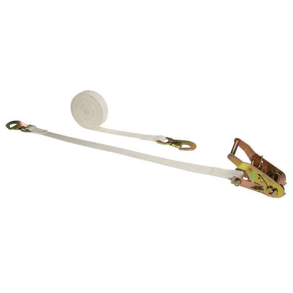 Us Cargo Control 1" x 16' White Tent Ratchet Strap with Flat Snap Hooks 2616FSH-WHT